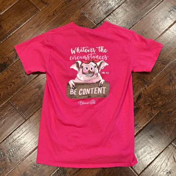 Blessed Girl Whatever The Circumstances Pink Shirt Size Small USED - Picture 3 of 4